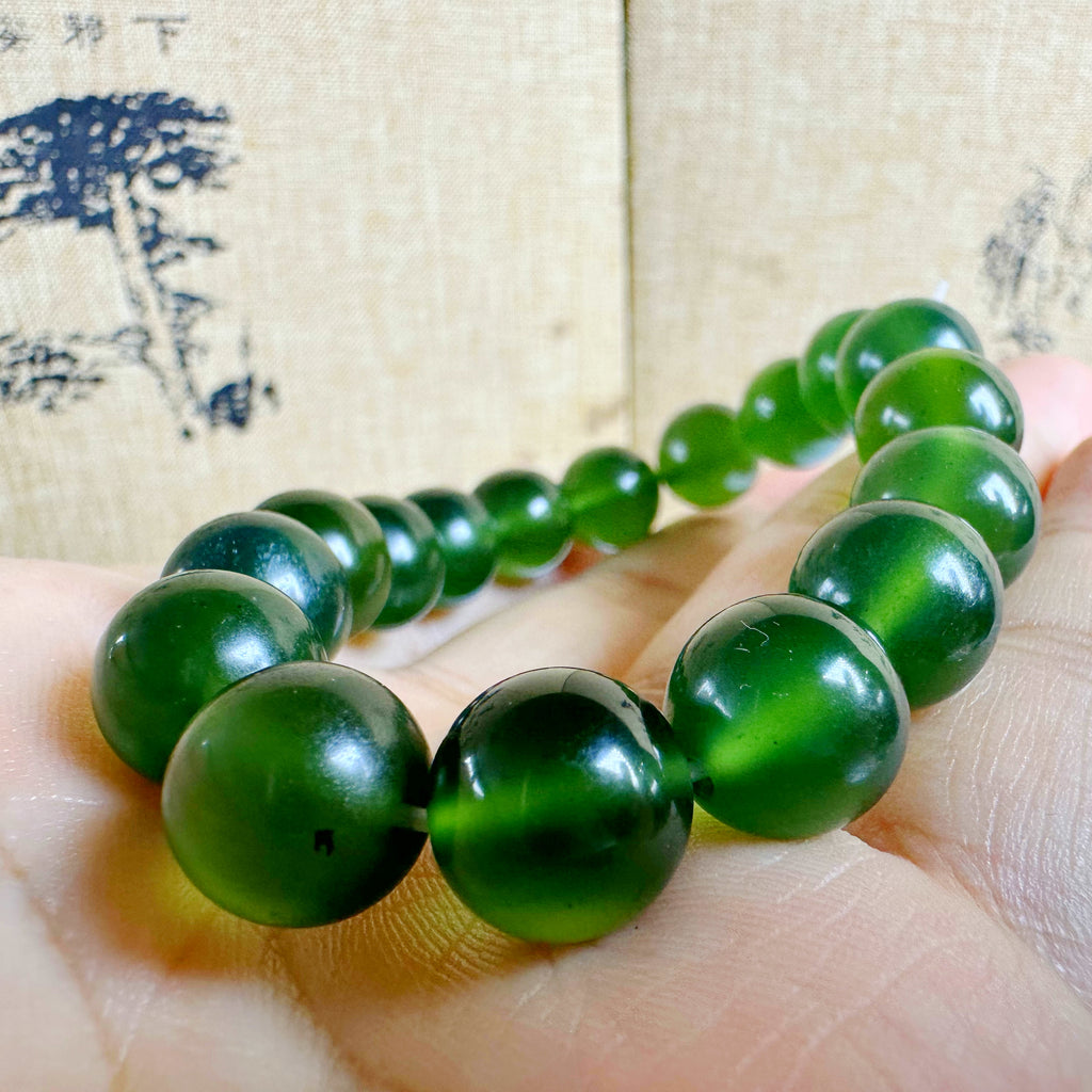 泰山碧玉·高透碧玉手串（大珠）